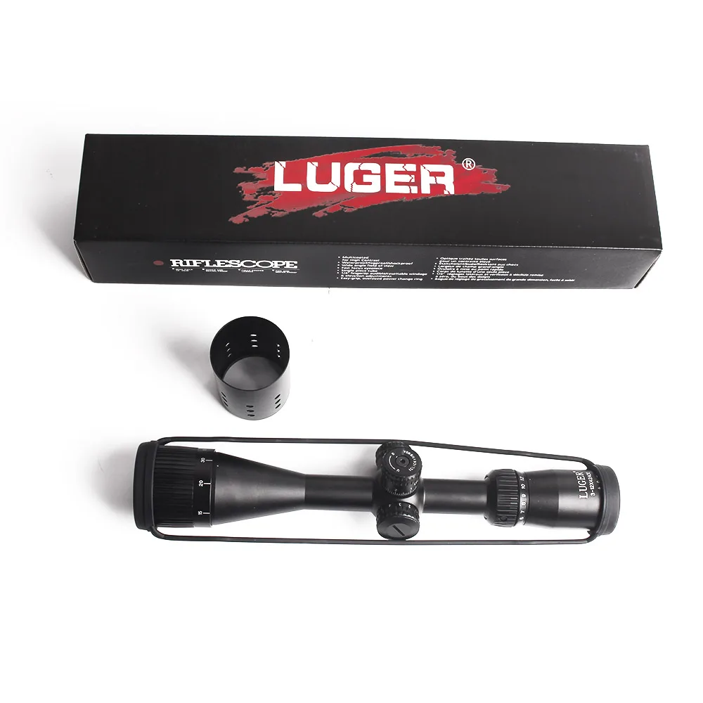 LUGER 3-12X42 AOE Тактический винтовочный оптический прицел Боковая регулировка параллакса охотничий прицел красный зеленый охотничий прицел воздушный ружейный оптический прицел для винтовки