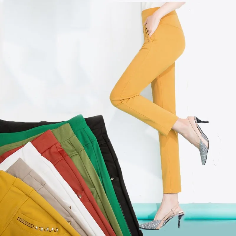 Женские брюки ярких цветов узкие элегантные офисные с карманами женские |