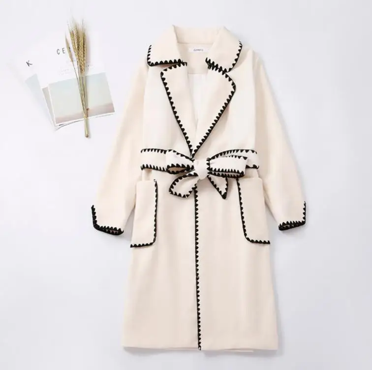 

Winter And 2020 Autumn New Korean Fashion Women Jacket Loose Plus Solid Color Wavy Side Wool Coat