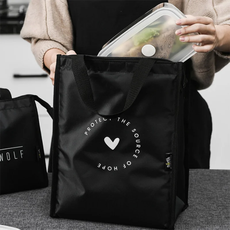 

BUBM Contracted Style Insulated Lunch Bag Durable Bento Pouch Thermal Insulated Lunch Box Tote Cooler Bag Lunch Food Container