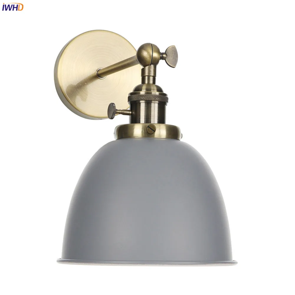 IWHD серый металлический Ретро светодиодный настенный светильник для спальни