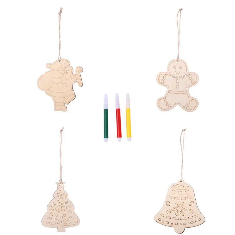 Ручная роспись рождественская подвеска Детский рисунок Санта Клаус