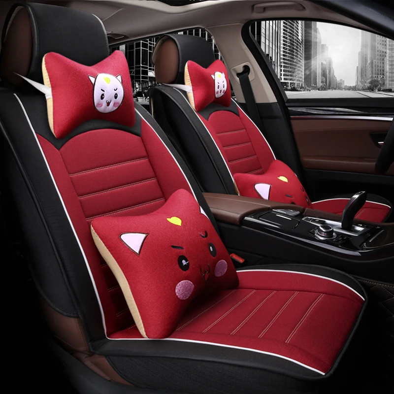 Full Coverage flax fiber car seat cover auto seats covers for Jaguar2008 xe f type xf jaguar2008 xj series e pace fpace ipace | Автомобили