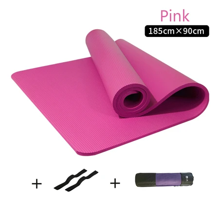 3pcs pink 185*90 см увеличенный Коврик для йоги 15 мм утолщенный NBR коврик для фитнеса Для Йоги начинающих мужской коврик для спортзала нескользящий коврик для бодибилдинга - Цвет: 3pcs pink