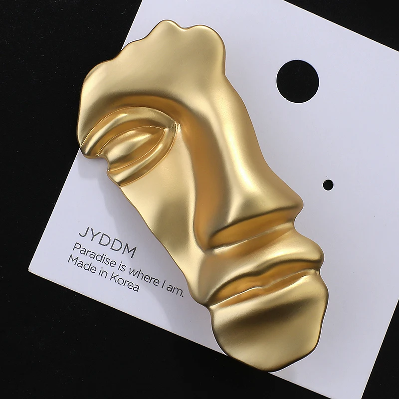 Женская Винтажная брошь на половину лица Amorcome золотистая металлическая воротник