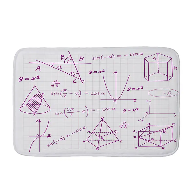 Фланелевый напольный коврик с принтом доска химическим уравнением Нескользящие