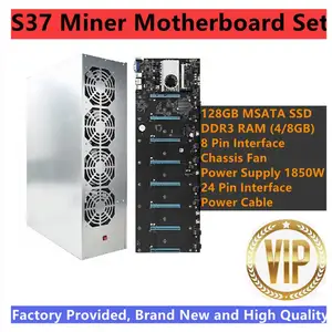 brand new btc s37 miner motherboard set 8 graphics card slots hdmi compatible vga with fan 48gb motherboard for mining machine free global shipping
