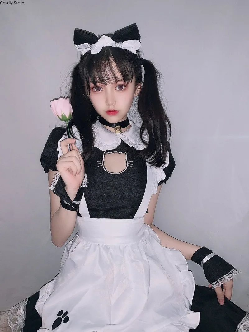 

Sexy Arpon Maid Lace Mini Dress Cute Lolita Bust Open Halloween Costume Girls Kawaii Anime Outfit Cotton Short Sleeve For Women