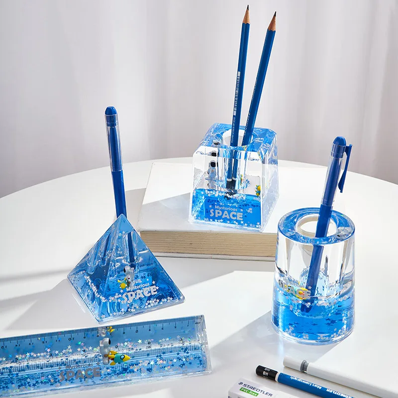 

Pen holder office desktop storage student creative ornaments art acrylic transparent rotating pen holder Nordic simplicity