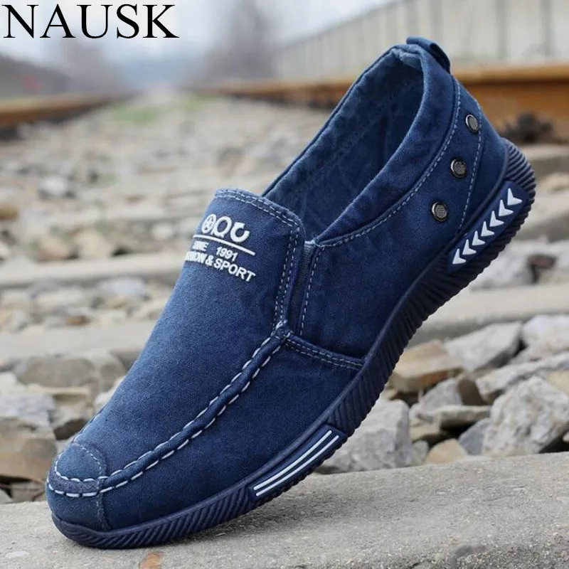 NAUSK холстовая Мужская обувь из джинсовой ткани на шнуровке мужская повседневная