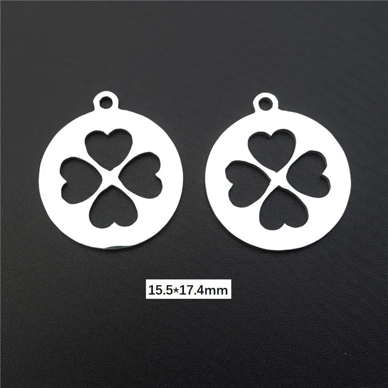 leaf clover Талисманы из нержавеющей стали Lucky Clover 4 листья цветы кулон Diy ювелирные изделия ожерелье серьги изготовление компоненты - Окраска металла: leaf clover