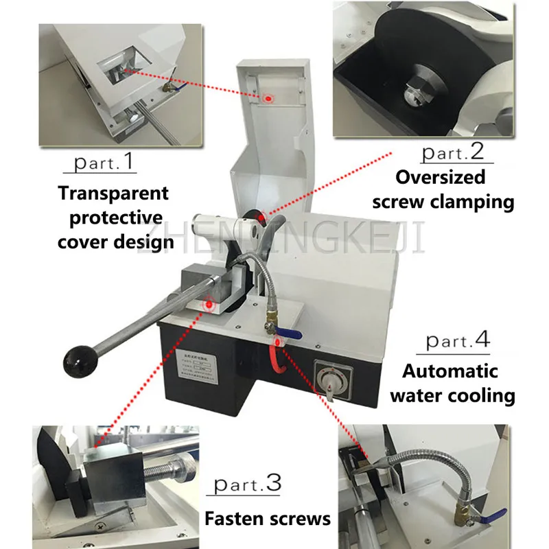 

Metallography Sample Cutting Machine Equipment 380V/1.1KW Laboratory Sample Interception Tools Solid Material Sample Preparation
