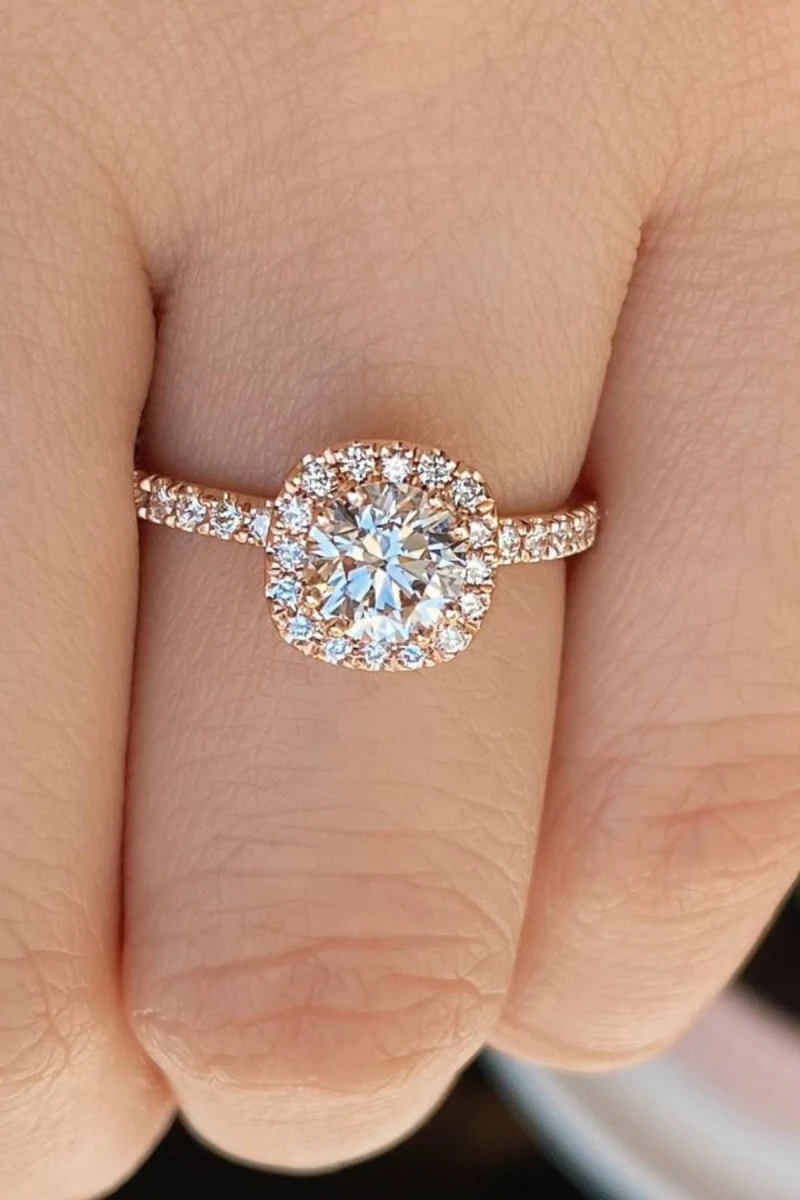 

Crystal Diamond Zirconia lab Diamond 1 carat rose engagement ring