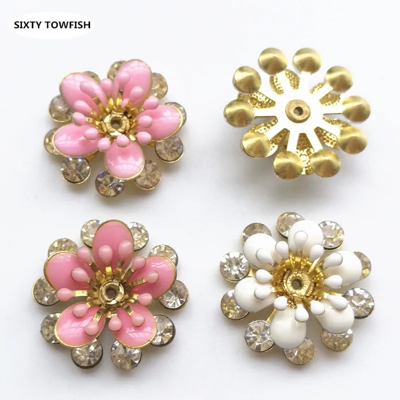 

New 50 Pieces Shiny Oil Drop Brass Flower Spacer Beads End Caps Pendant DIY Bag Hair Accessories Charms Connectors Jewelry