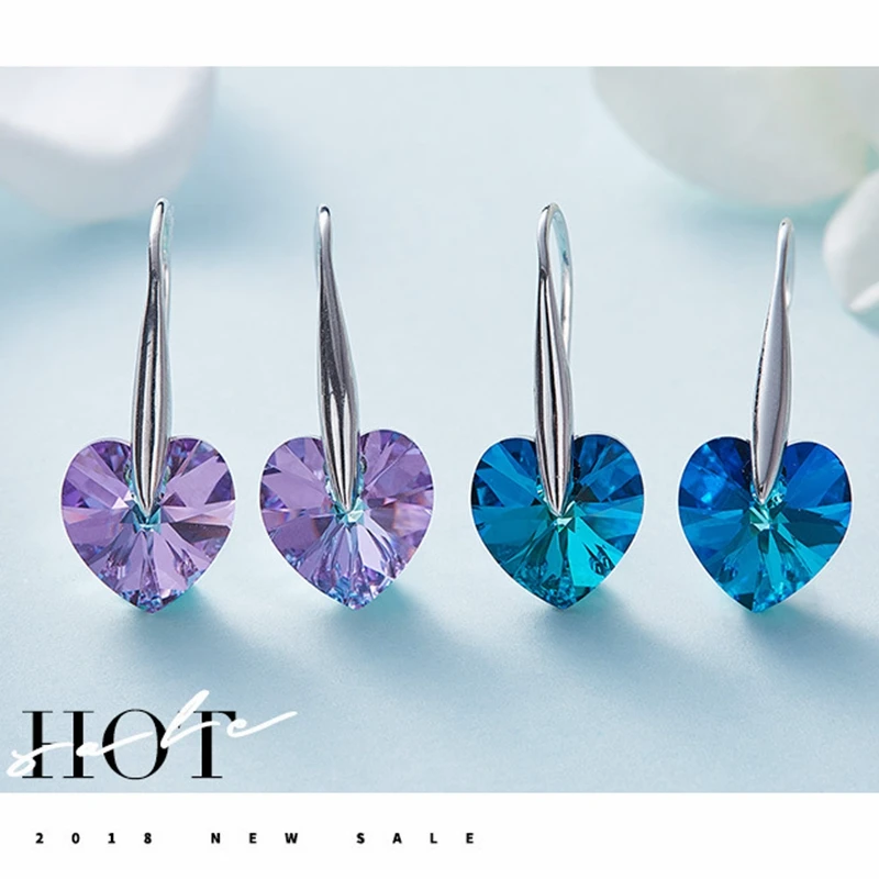 Принт с голубым сердцем крючки для сережек подлинные ювелирные изделия разные