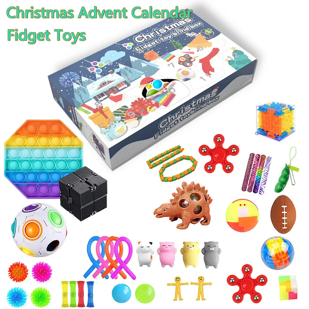 

Fidget Toys Set Christmas Advent Calendar With 24 Antistress Toys Pack Box Anti Stress Relief Toy For Christmas Gift
