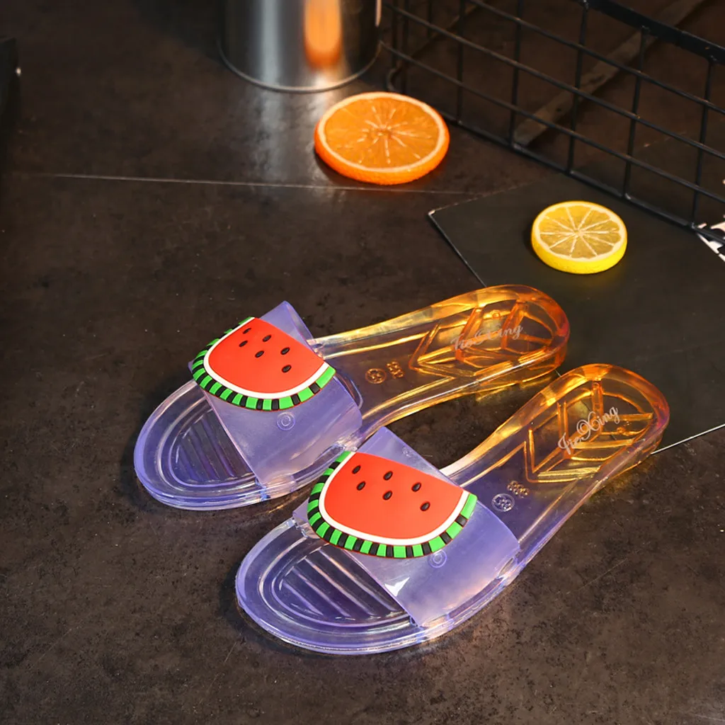 Женские прозрачные летние тапочки из ПВХ пляжные сандалии с фруктовым яйцом