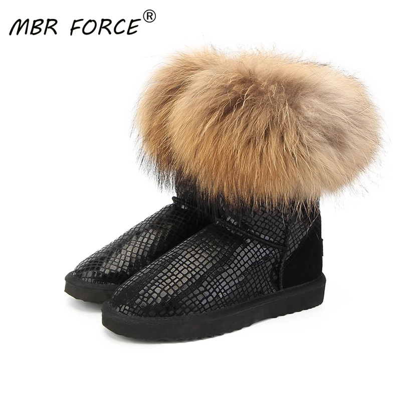 MBR FORCE/высококачественные женские зимние ботинки с натуральным лисьим мехом