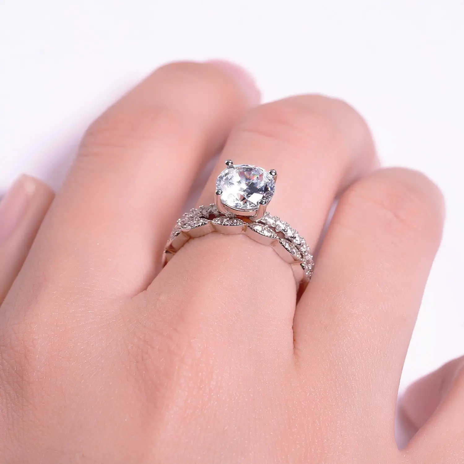 Женское кольцо для помолвки GEM'S BALLET 2.0Ct 8 мм EF цвет Стерлинговое Серебро 925 пробы 4