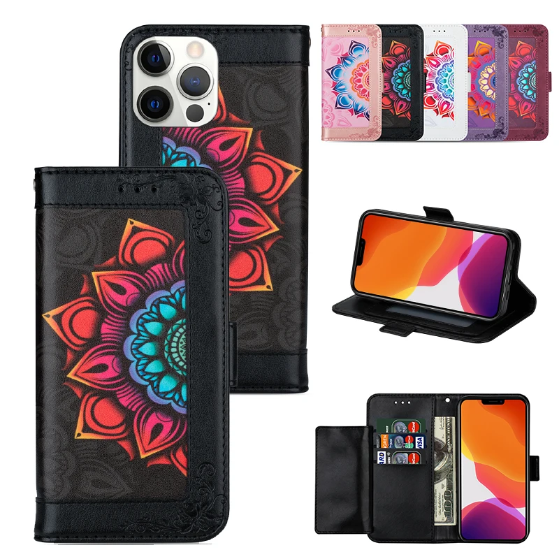 

New Fashion Printing Business Wallet Case For iPhone 13 Mini With Card Slot Bracket Cases For iPhone 13 Pro Max Leather Cover