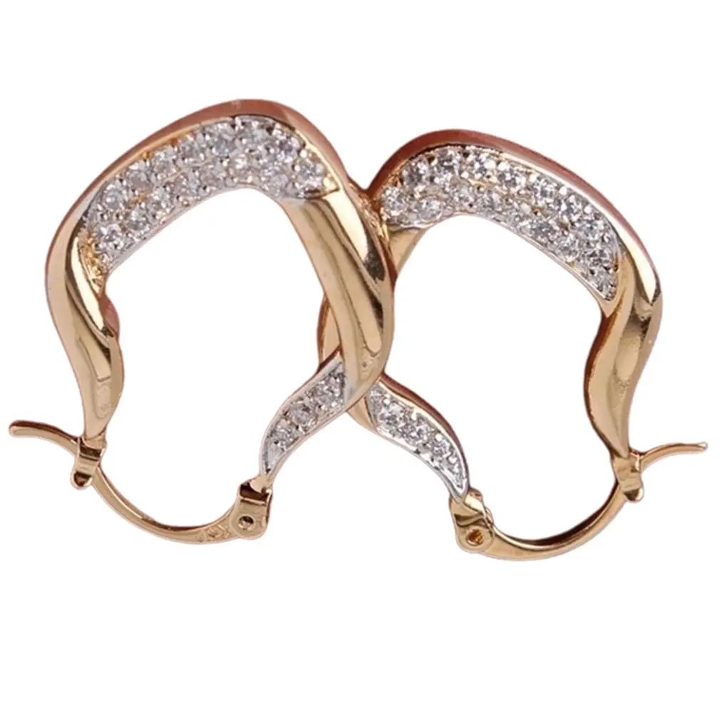 

New Fashion V Shape Hoop Earrings for Women Silver Color/Gold Color Shiny CZ Anniversary Party Love Jewelry Earrings 2021