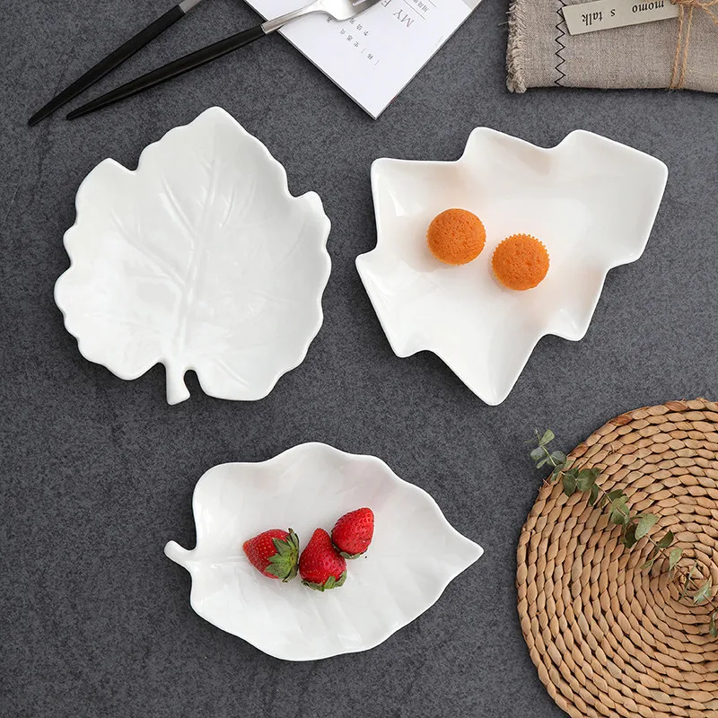 Креативная форма рыбы в форме листа модное милое блюдо для торта керамический