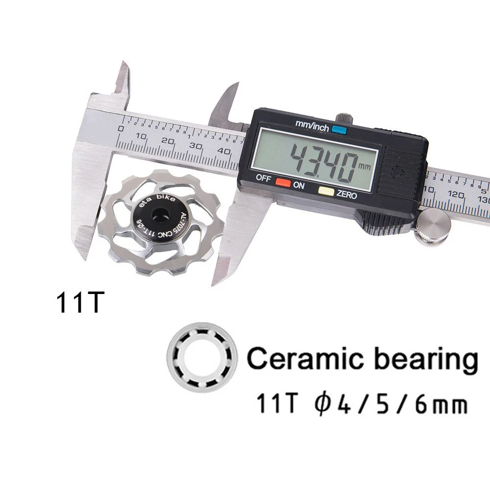 

2pcs MTB Road Bike Ceramic Pulley 7005 Aluminum Alloy Rear Derailleur 11T Guide Wheel Ceramic Bearing Jockey Wheel
