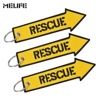 melife 3pcs rescue mountaineering keychain climbing tag yellow arrow shaped woven letter keyring jewelry aviation tags oem