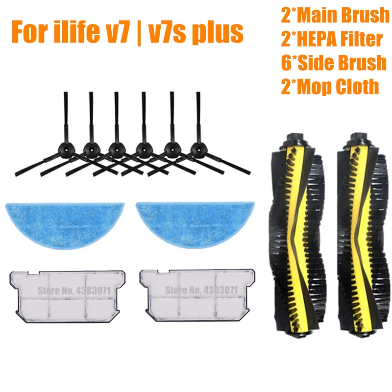 

chuwi ilife v7 v7s v7spro V7s plus Robotic Vacuum Cleaner parts kit main brush+side brush+dust hepa filter+mop cloth accessories