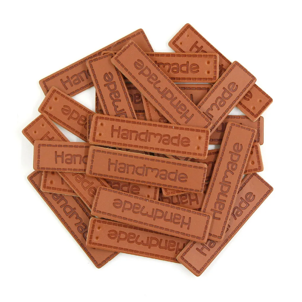 Прямоугольные бирки ручной работы 50 шт. ярлыки из искусственной кожи для одежды