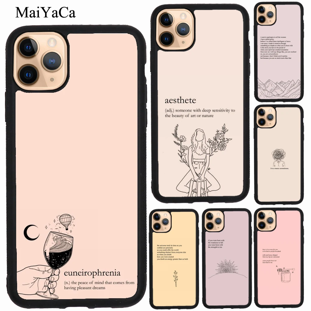 MaiYaCa эстетика шик минимальные стихи для iPhone 7 8 Plus 6S SE 2020 чехол 12 mini 11 Pro Max XS X XR