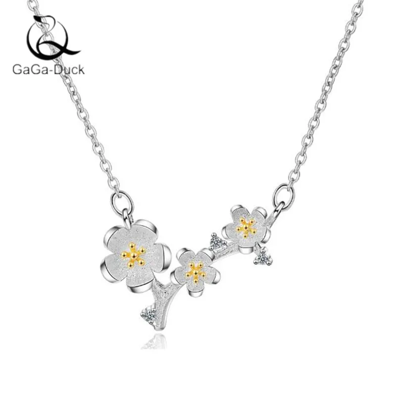 Женское ожерелье из серебра 925 пробы с цветком вишни | Украшения и аксессуары