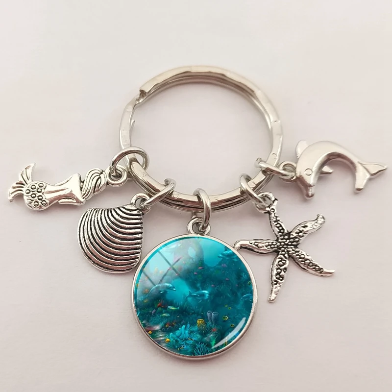 Брелок для ключей сделай сам с изображением дельфина голубого океана | Украшения