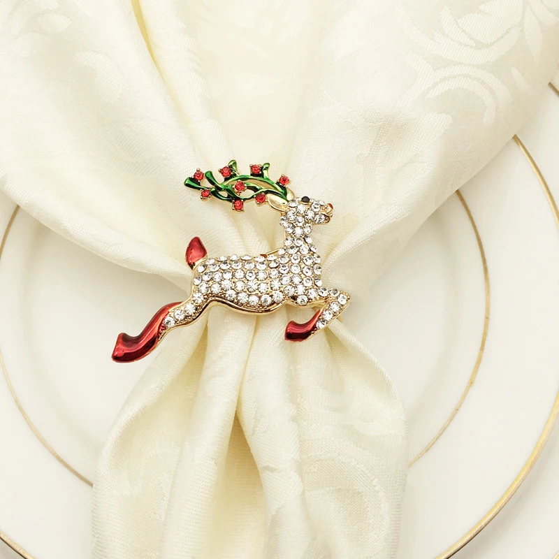 

6PCS Metal Colored Elk Christmas Napkin Ring Wedding Banquet Hotel Table Supplies