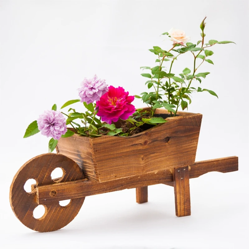 

Flowerpot Wooden Cart shape Flower Pot Succulent Planter