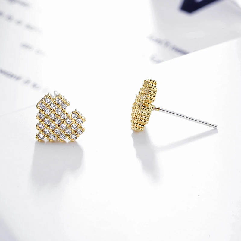 Женские серьги гвоздики в форме сердца MAIKALE золотистые и Серебристые маленькие с