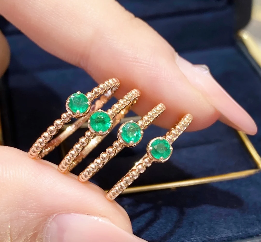 

Pirmiana Minimalist Style 18k Gold Natural Emerald Ruby Sapphire Diamond Rings Fashion Finger Jewelry Women Party Gifts