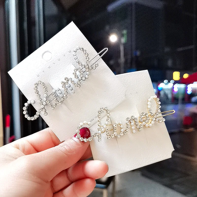 

Simple Letter Rhinestone Hairpins Women Hair Clips Pins Barrettes Accessories for Women Girls Hair Hairclip Hairgrip Headdress