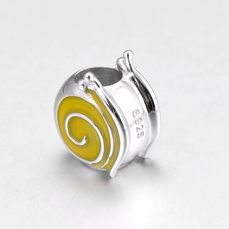 2018 модные бусины в форме улитки из стерлингового серебра 925 пробы с желтой эмалью
