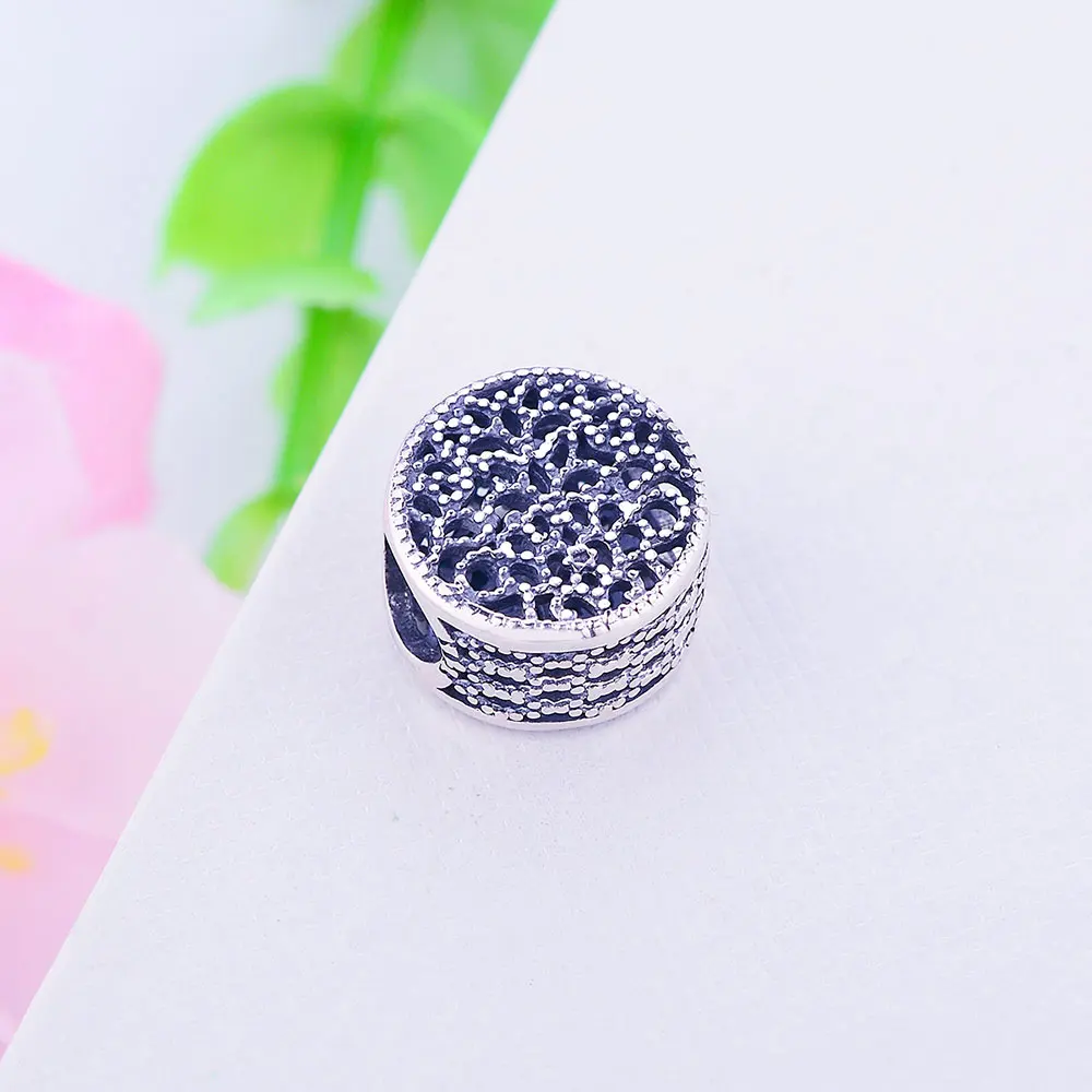 Оптовая продажа цена круглый Форма черный ажурный 100% 925 шариков шарма