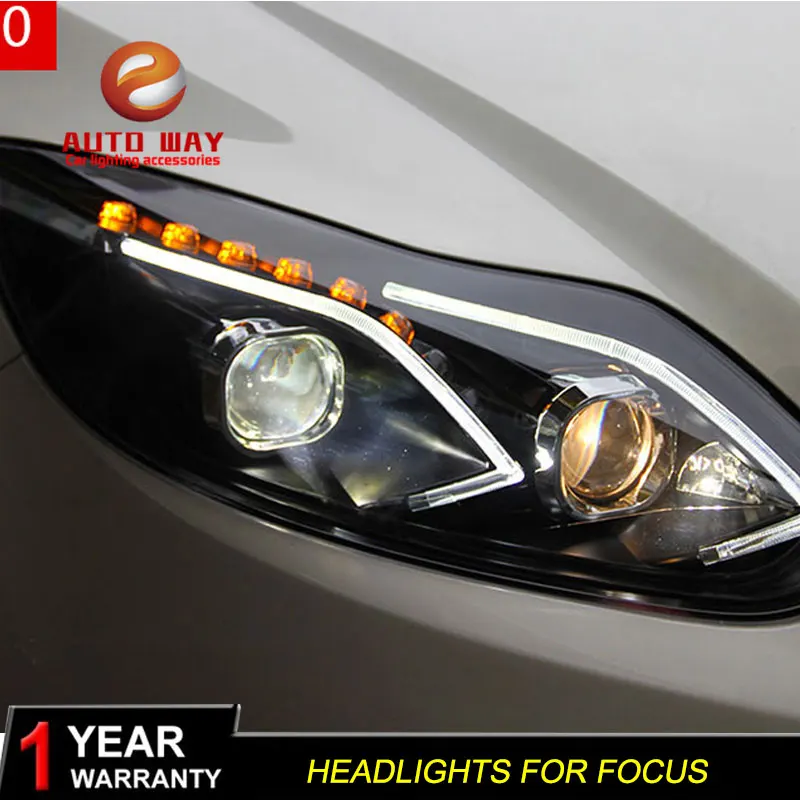 Чехол для стайлинга автомобиля Ford Focus 2012-2014 светодиодный DRL двойной луч HID