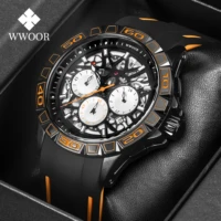 wwoor 2021 top brand new design men watch hollow out fashion quartz waterproof sports chronograph wristwatches relogio masculino