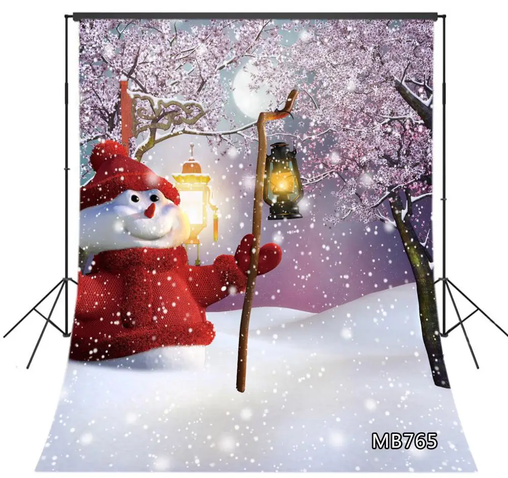 Милый Рождественский Снеговик фонарь зимний пейзаж со снегом фотографии фоны