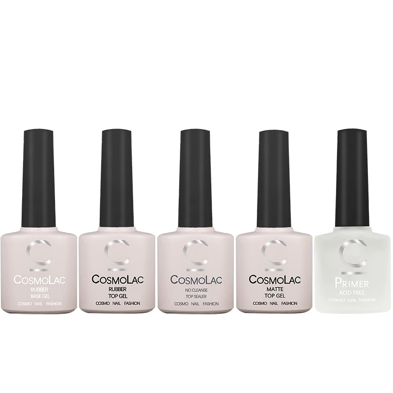 

COSMOLAC 7.5ml Rubber Base and Top Coat for Gel Polish Semi-permanentAcid-free Primer for Nails uv Base for Gel Varnish Hybrid