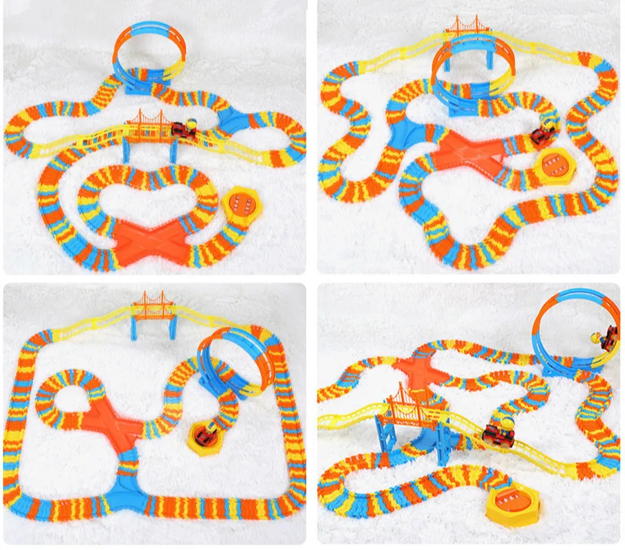 Электрическая разнообразная железная дорога волшебный гоночный трек набор