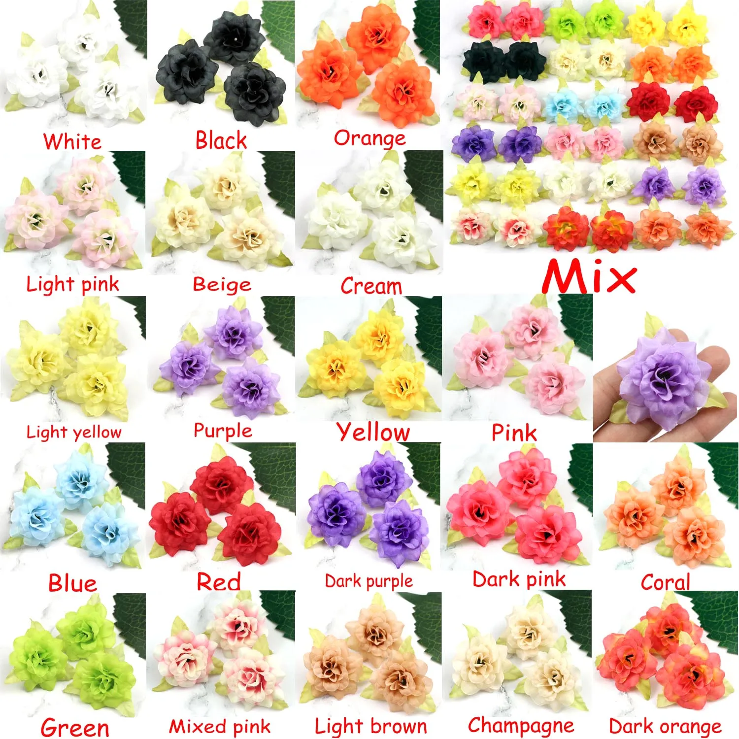 

Lulang 150pcs/lot Assorted Color 5.5cm Artifical Rose Heads Rayon Silk Flower Heads for DIY Outdoor Party Home Decoration
