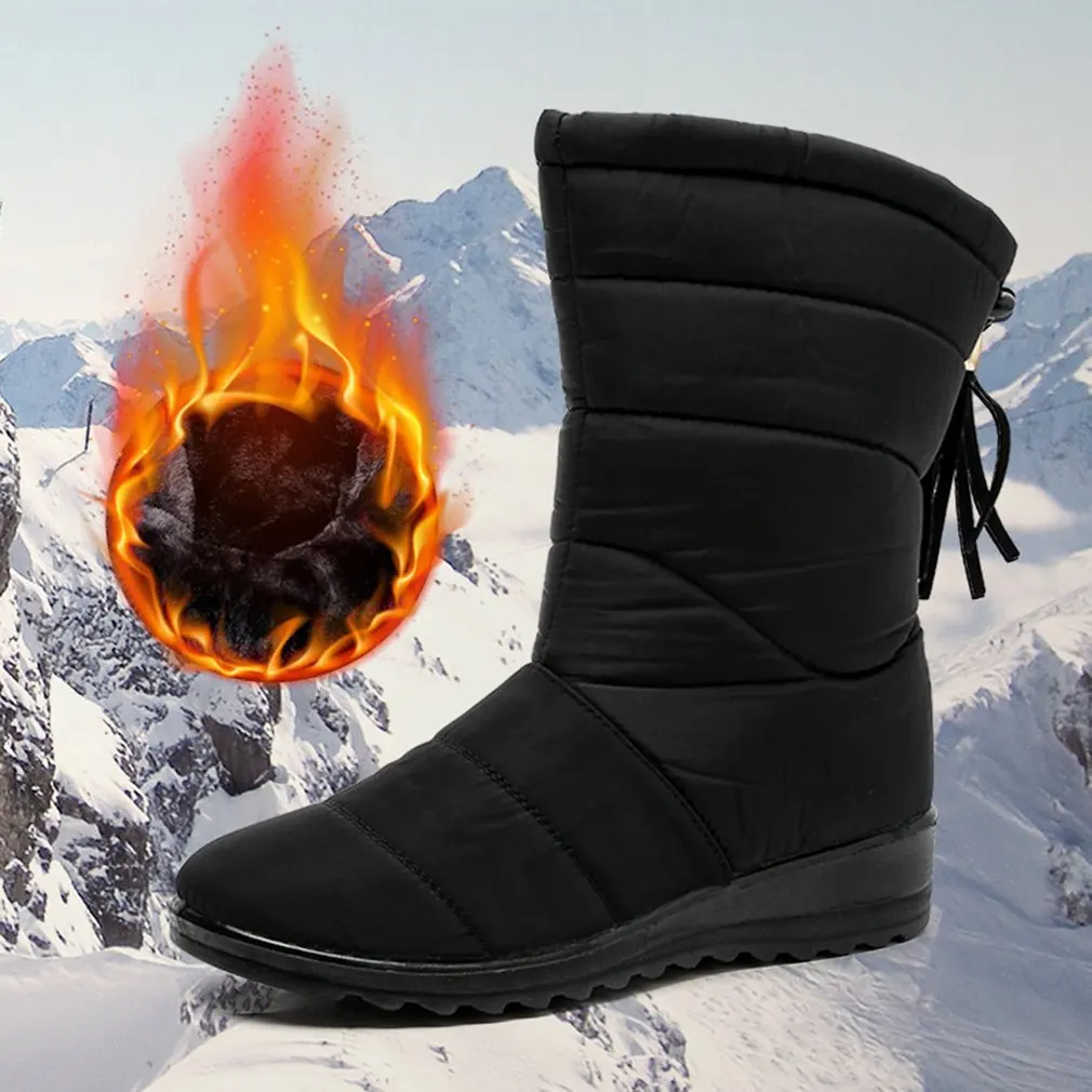 

Waterproof Snow Boots Women Boots Winter Shoes Female Botas Ladies Fur Plush Warm Booties Lightweight Platform Shoes Non-slip