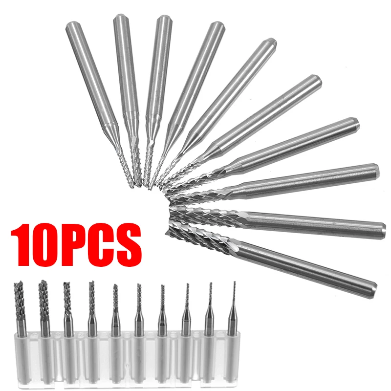 Концевая фреза для гравировки печатных плат 1/8 дюйма 0 8 3 175 мм 10 шт./компл.|Сверла| |