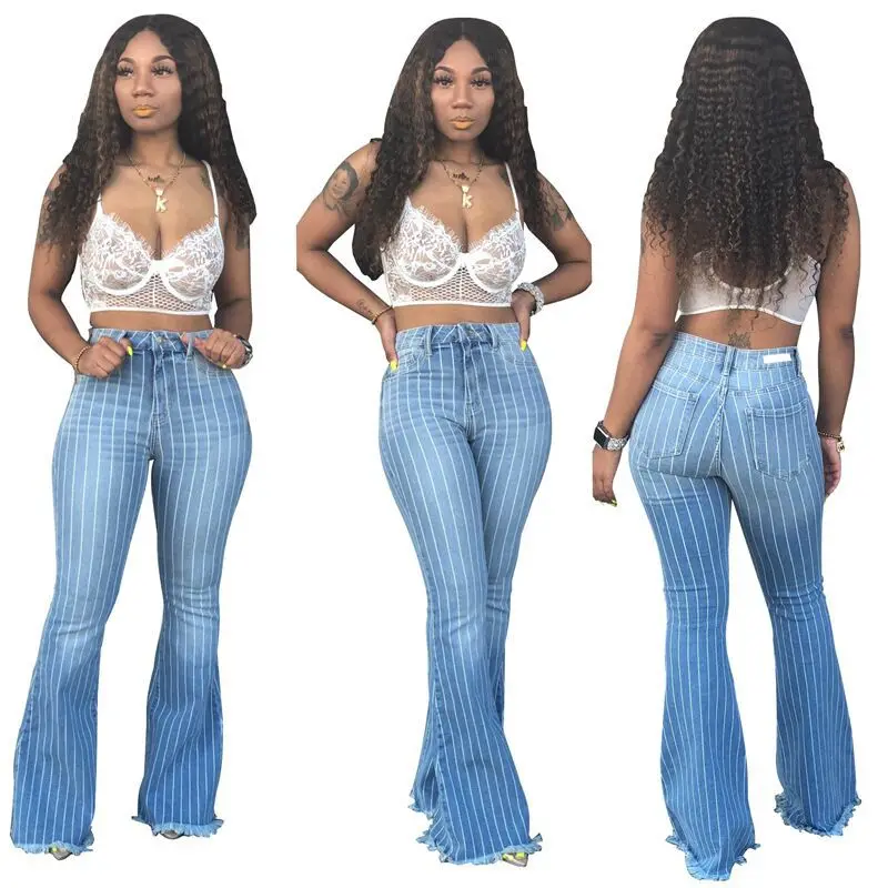 

Women’s High Waist SkinnyFlare Denim Pants Flare Leggings Summer Vintage Flare Jeans Sexy Trousers Casual Bell Bottom Leggings