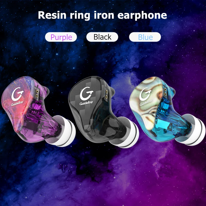 

GR-I68 Resin ring iron headphones HiFi in-ear subwoofer moving iron headphones fever headphones 0.78mm 2pin Hybrid Earphone